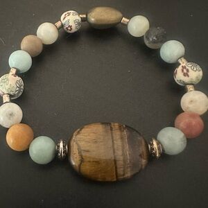 Artisan Tigers Eye & Amazonite Beaded Bracelet ✨